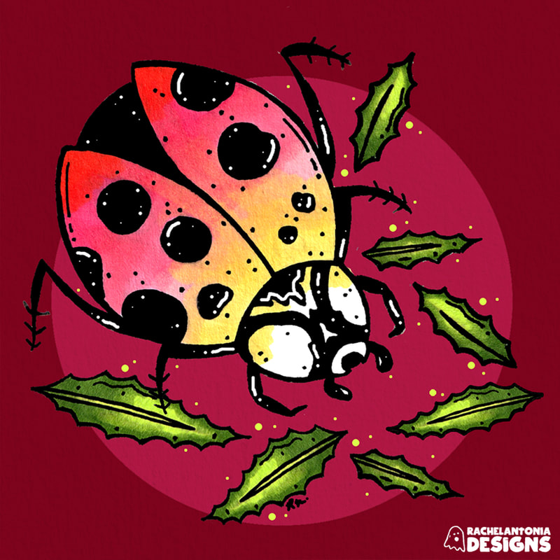 Ladybug Art by Rachel Antonia Designs