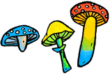 illustration of a rainbow mushrooms